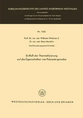 Weltzien |  Einfluß der Thermofizierung auf die Eigenschaften von Polyestergewebe | Buch |  Sack Fachmedien