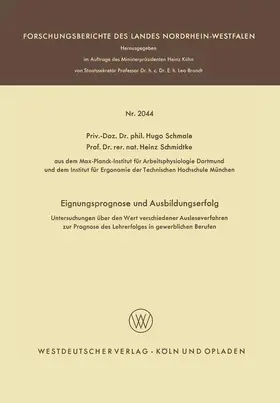 Schmale |  Eignungsprognose und Ausbildungserfolg | Buch |  Sack Fachmedien