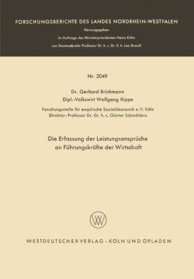 Brinkmann |  Die Erfassung der Leistungsansprüche an Führungskräfte der Wirtschaft | Buch |  Sack Fachmedien