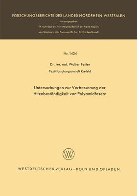 Fester |  Untersuchungen zur Verbesserung der Hitzebeständigkeit von Polyamidfasern | Buch |  Sack Fachmedien