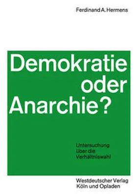 Hermens |  Demokratie oder Anarchie? | eBook | Sack Fachmedien