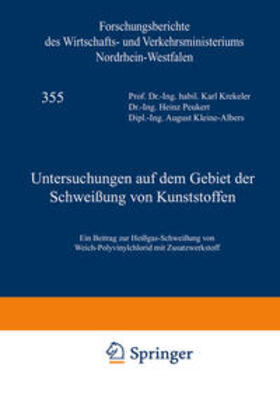 Krekeler |  Untersuchungen auf dem Gebiet der Schweißung von Kunststoffen | eBook | Sack Fachmedien