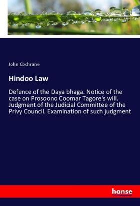 Cochrane |  Hindoo Law | Buch |  Sack Fachmedien