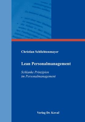 Schlichtenmayer |  Lean Personalmanagement | Buch |  Sack Fachmedien