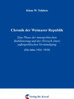 Tofahrn |  Chronik der Weimarer Republik | Buch |  Sack Fachmedien