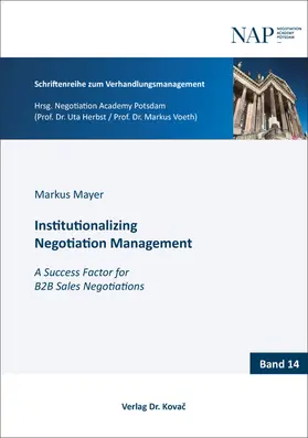 Mayer |  Institutionalizing Negotiation Management | Buch |  Sack Fachmedien