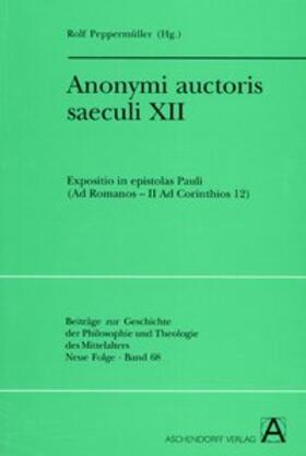 Peppermüller |  Anonymi auctoris saeculi XII | Buch |  Sack Fachmedien