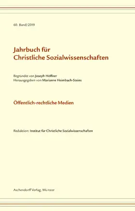 Heimbach-Steins | Jahrbuch für christliche Sozialwissenschaften / Öffentlich-rechtliche Medien | Buch | 978-3-402-10992-2 | sack.de