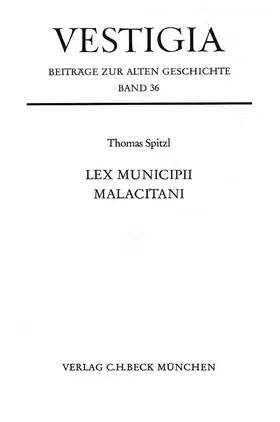 Spitzl |  Lex municipii Malacitani | Buch |  Sack Fachmedien