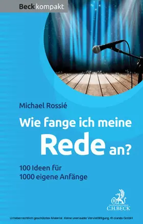 Rossié |  Wie fange ich meine Rede an? | eBook | Sack Fachmedien