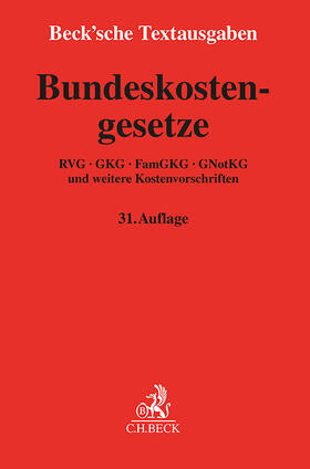  Bundeskostengesetze | Buch |  Sack Fachmedien