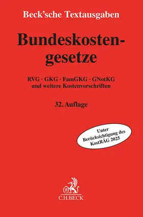  Bundeskostengesetze | Buch |  Sack Fachmedien