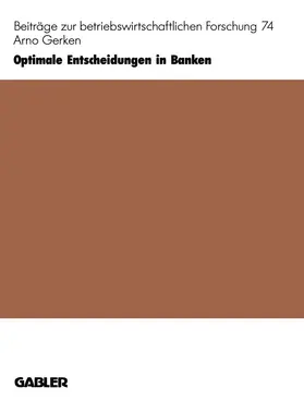 Gerken |  Optimale Entscheidungen in Banken | Buch |  Sack Fachmedien