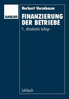 Vormbaum |  Finanzierung der Betriebe | Buch |  Sack Fachmedien