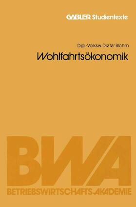 Blohm |  Wohlfahrtsökonomik | Buch |  Sack Fachmedien