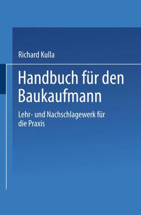 Kulla |  Handbuch für den Baukaufmann | Buch |  Sack Fachmedien