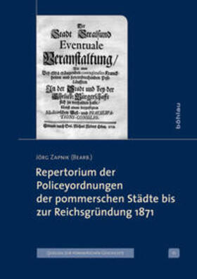  Repertorium der Policeyordnungen der pommerschen Städte bis zur Reichsgründung 1871 | Buch |  Sack Fachmedien