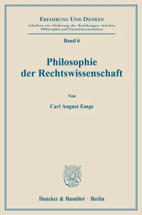 Emge |  Philosophie der Rechtswissenschaft. | Buch |  Sack Fachmedien