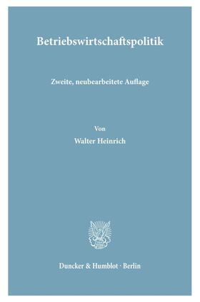 Heinrich |  Betriebswirtschaftspolitik. | Buch |  Sack Fachmedien