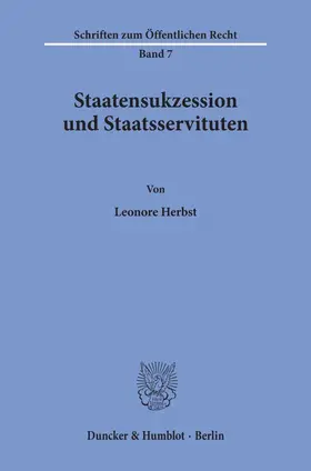 Herbst |  Staatensukzession und Staatsservituten. | Buch |  Sack Fachmedien