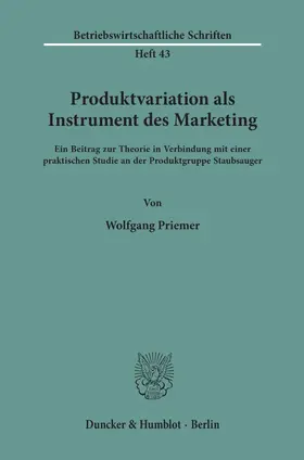 Priemer |  Produktvariation als Instrument des Marketing. | Buch |  Sack Fachmedien