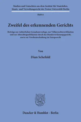 Schefold |  Zweifel des erkennenden Gerichts. | Buch |  Sack Fachmedien