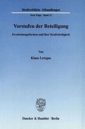 Letzgus |  Vorstufen der Beteiligung. | Buch |  Sack Fachmedien