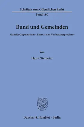 Niemeier |  Bund und Gemeinden. | Buch |  Sack Fachmedien