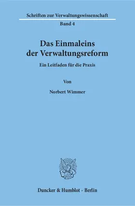 Wimmer |  Das Einmaleins der Verwaltungsreform | Buch |  Sack Fachmedien