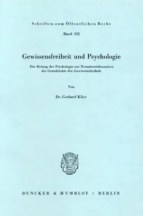 Klier | Gewissensfreiheit und Psychologie. | Buch | 978-3-428-04061-2 | sack.de