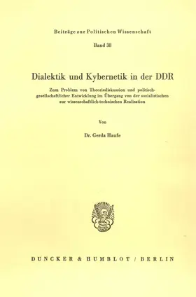 Haufe |  Dialektik und Kybernetik in der DDR. | Buch |  Sack Fachmedien