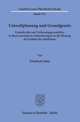 Malz |  Umweltplanung und Grundgesetz. | Buch |  Sack Fachmedien