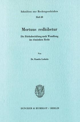 Lederle |  Mortuus redhibetur. | Buch |  Sack Fachmedien