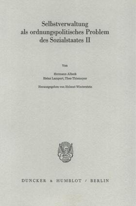 Winterstein |  Selbstverwaltung als ordnungspolitisches Problem des Sozialstaates II. | Buch |  Sack Fachmedien