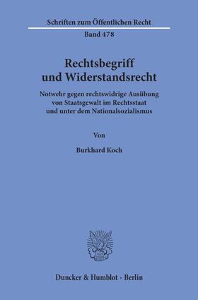 Koch |  Rechtsbegriff und Widerstandsrecht. | Buch |  Sack Fachmedien