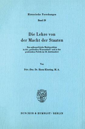 Klueting |  Die Lehre von der Macht der Staaten | Buch |  Sack Fachmedien