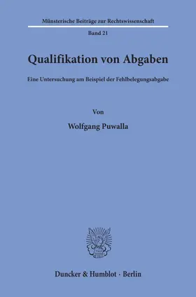 Puwalla |  Qualifikation von Abgaben. | Buch |  Sack Fachmedien