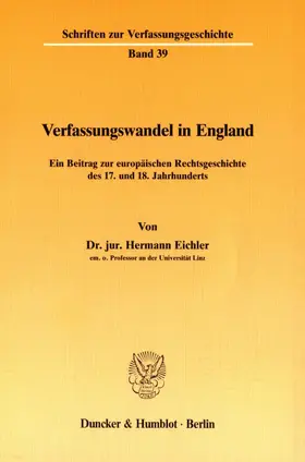 Eichler |  Verfassungswandel in England. | Buch |  Sack Fachmedien