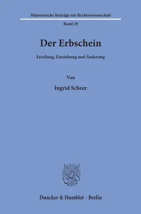 Scheer |  Der Erbschein. | Buch |  Sack Fachmedien