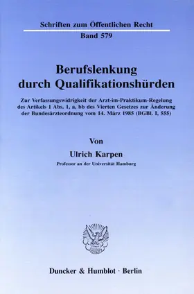 Karpen |  Berufslenkung durch Qualifikationshürden. | Buch |  Sack Fachmedien