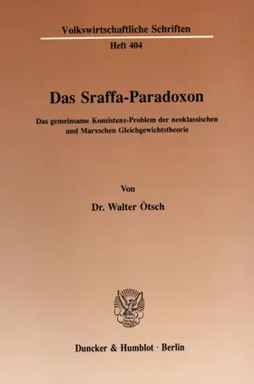 Ötsch |  Das Sraffa-Paradoxon. | Buch |  Sack Fachmedien