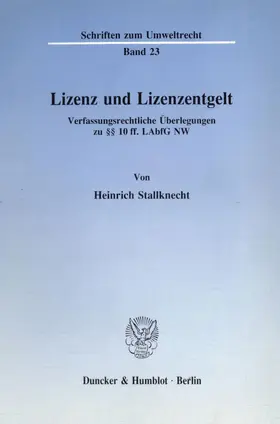 Stallknecht |  Lizenz und Lizenzentgelt. | Buch |  Sack Fachmedien