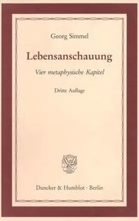 Simmel |  Lebensanschauung. | Buch |  Sack Fachmedien