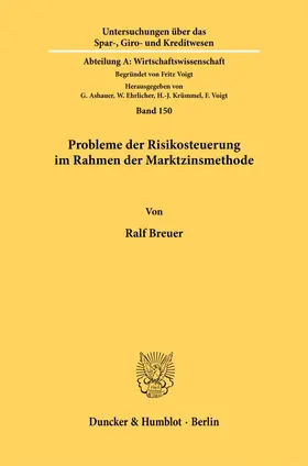 Breuer |  Probleme der Risikosteuerung im Rahmen der Marktzinsmethode. | Buch |  Sack Fachmedien