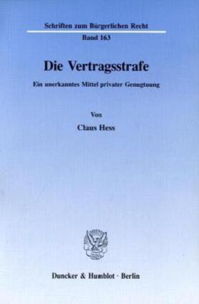 Hess |  Die Vertragsstrafe. | Buch |  Sack Fachmedien