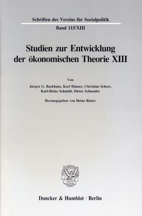 Rieter |  Studien zur Entwicklung der ökonomischen Theorie XIII. | Buch |  Sack Fachmedien