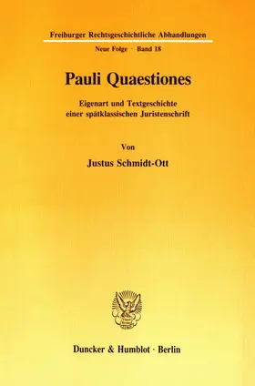 Schmidt-Ott |  Pauli Quaestiones. | Buch |  Sack Fachmedien