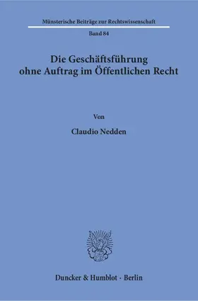 Nedden |  Die Geschäftsführung ohne Auftrag im Öffentlichen Recht. | Buch |  Sack Fachmedien