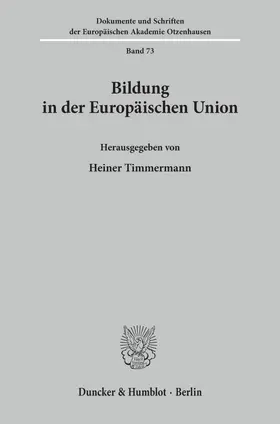 Timmermann |  Bildung in der Europäischen Union. | Buch |  Sack Fachmedien