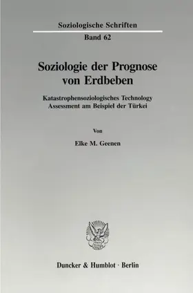 Geenen |  Soziologie der Prognose von Erdbeben. | Buch |  Sack Fachmedien